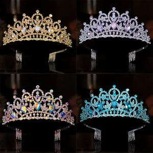Luxurious Alloy Rhinestone Bridal Crown Tiara For Women Elegant Wedding Birthday Party Queen Crown Hair Accessories