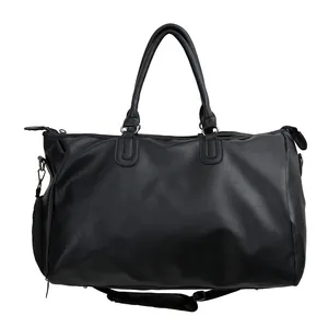 Professional black waterproof PU leather business travel bag with a shoe compartment