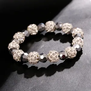 Macro view of a sweet Korean style bracelet with sparkling rhinestone and faceted beads