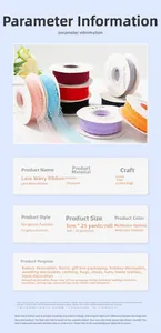Details of 3cm wide lace wavy ribbon in 25 yards rolls for gift and flower wrapping.