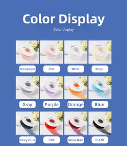 Collection of 12 colors of 3cm hollow lace ribbons for flower gift wrapping