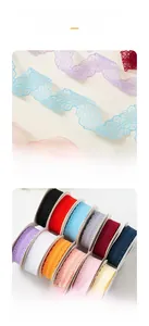 Close-up of 3cm hollow lace ribbon rolls in various vibrant colors for DIY crafts