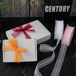 3cm wide floral hollow lace ribbon rolls for DIY gift wrapping and bouquet packaging