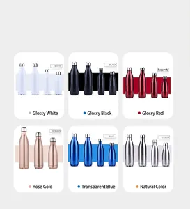 Six color options for 304 stainless steel insulated cola-shaped vacuum water bottles