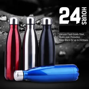 Double-walled vacuum insulated 304 stainless steel water bottle with 24-hour heat retention