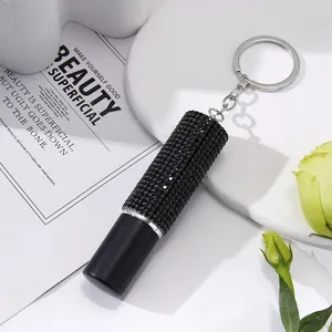 Porte-clés mini flacon vaporisateur de parfum 5ml orné de strass noirs élégants