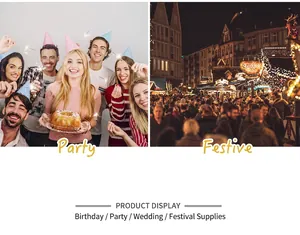 Lifestyle scene showing people celebrating at a party and a festive Christmas market