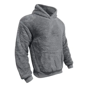 Sweat à capuche surdimensionné en polaire grise pour homme avec poche kangourou confortable