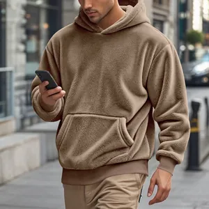 Sweat à capuche en polaire double face pour homme avec poche kangourou