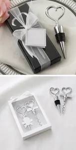 Elegant heart-shaped wine stopper and corkscrew set in decorative gift packaging