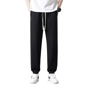 Fashionable men's summer thin cotton loose joggers black casual sweatpants pants