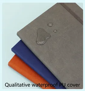 Close-up of waterproof PU leather cover for A5 notebooks in various colors