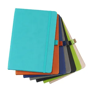 Set of A5 professional hardcover notebooks with elastic bands in various vibrant colors.