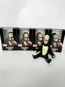 Detailed view of four gorilla squishy toys in black packaging boxes for stress relief.