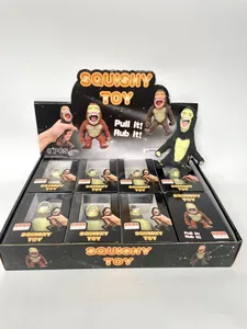 A full display box of 8 gorilla squishy toys for stress relief and funny sensory play.