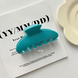 Teal blue acrylic large hair claw clip for thick hair stylish shark clip accessory.