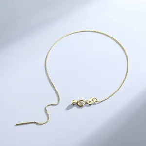 Elegant S925 sterling silver gold box chain bracelet for DIY bead threading jewelry