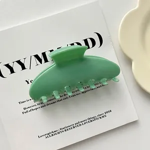 Elegant large light green acrylic shell-shaped hair claw clip for Korean style hair styling