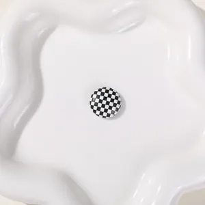 Round black and white checkerboard charm for DIY hair accessories and phone cases
