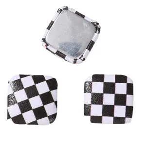 Black and white checkerboard square buttons for DIY hair accessories and craft materials