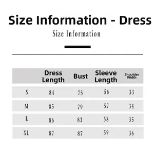 Tableau des tailles détaillé pour robe en tricot à col en V, tailles du S au XL.