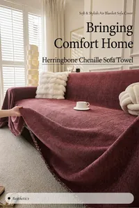 Close-up of burgundy herringbone chenille sofa cover showing its soft texture and drape