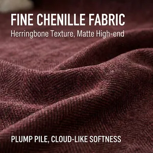 Premium maroon chenille sofa cover featuring a classic herringbone weave pattern