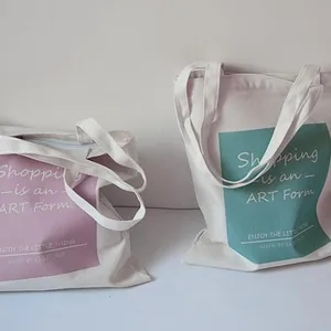 Minimalist canvas tote bags with letter print Shopping is an ART Form for daily use