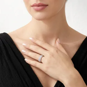 Elegant 925 sterling silver moissanite ring worn on hand for a premium fashion look