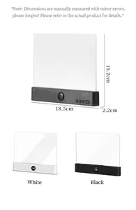 Portable flat panel LED reading light with 18.5x15.2cm dimensions in black and white