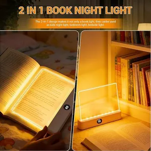 Portable 2-in-1 flat panel book reading light used as a cozy warm bedside night lamp