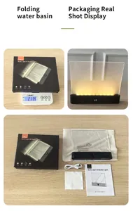 Detailed product set view of flat panel reading light with packaging and manual