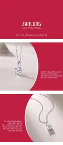 Detailed macro view of square cut moissanite pendant on sterling silver chain necklace