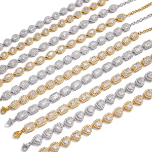 Multiple styles of stainless steel CZ tennis bracelets in gold and silver plating finish