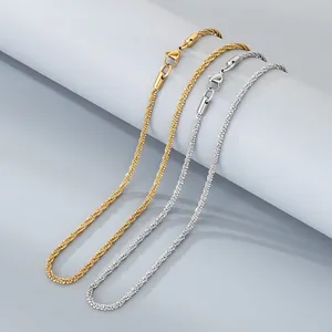 Colliers à chaîne torsadée en acier inoxydable minimalistes, finition or et argent