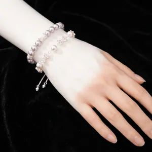 Elegant pearl and zircon bow bracelets set with adjustable silver chain for women