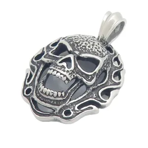 Gothic punk style stainless steel skull pendant for men Halloween jewelry accessory