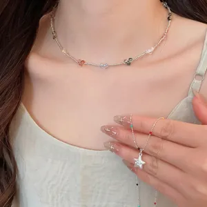 Dopamin bunte Perlenkette mit silbernem Sternanhänger und niedlichen Mickey Perlen