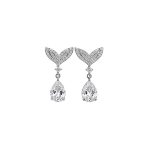 Eleganti orecchini a goccia coda di pesce argento con cristalli scintillanti