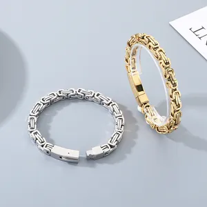 Street style Byzantine chain bracelets in gold and silver finish stainless steel