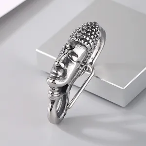 Portachiavi vintage a testa di Buddha in acciaio inossidabile per accessori fai da te