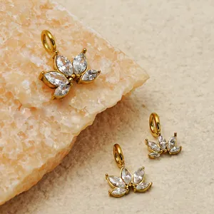Μενταγιόν λουλούδι από ανοξείδωτο ατσάλι 14K με ζιργκόν μαρκίζ για DIY κοσμήματα