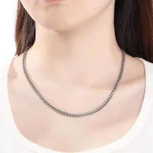 Collier chaîne gourmette classique en acier inoxydable pour hommes et femmes, style épuré