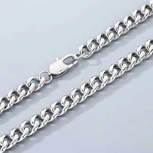 Collier à maille gourmette cubaine en acier inoxydable poli pour hommes et femmes