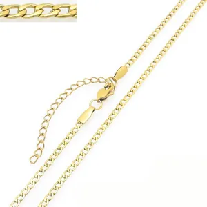Collar de cadena Figaro minimalista de acero inoxidable dorado con extensión ajustable
