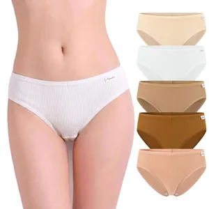 Culotte En Coton Côtelé Pour Femmes Taille Basse Slips Doux Et Respirants Couleur Unie Contrôle Du Ventre Lingerie