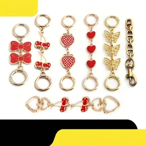 Handbag Strap Extension Chain Zinc Alloy Metal Cherry Strawberry Heart Butterfly Shapes Decorative Shoulder Strap Accessories