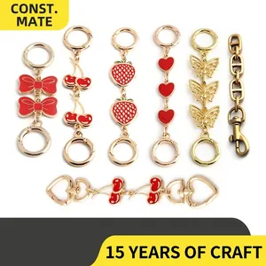 Handbag Strap Extension Chain Zinc Alloy Metal Cherry Strawberry Heart Butterfly Shapes Decorative Shoulder Strap Accessories