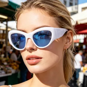 Lunettes De Soleil Sport Monture PC Protection UV400 Cyclisme Y2K Œil De Chat Tendance Coupe-Vent Pour Activités De Plein Air