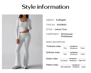 Spécifications détaillées du produit pour un ensemble de tricot gris à manches longues
